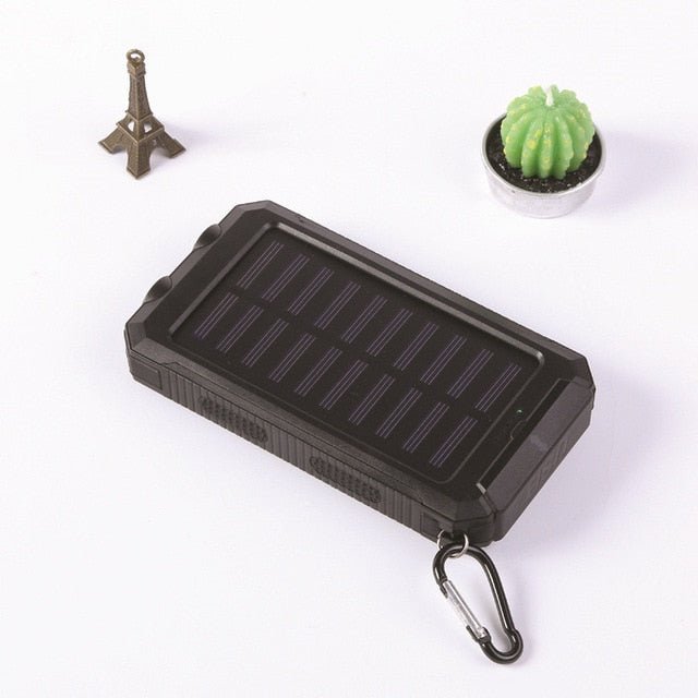 Portable Solar Power Bank With Flashlight And Compass For Smartphones