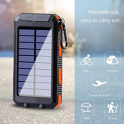 Portable Solar Power Bank With Flashlight And Compass For Smartphones