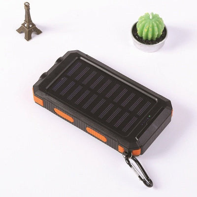 Portable Solar Power Bank With Flashlight And Compass For Smartphones