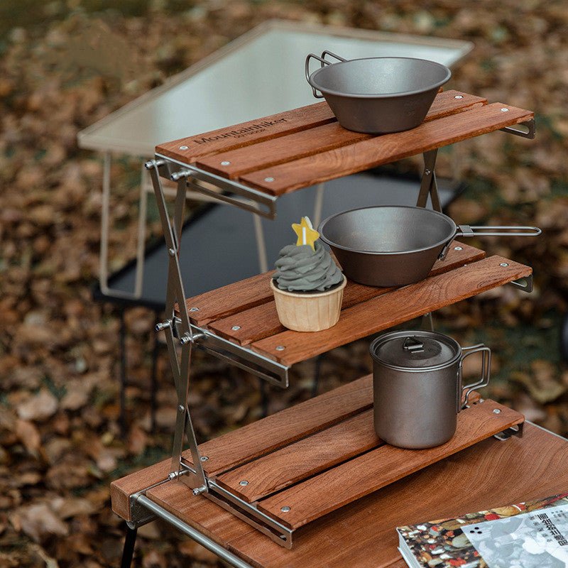 Portable Outdoor Camping Rack Three-tier Folding Table For Activities