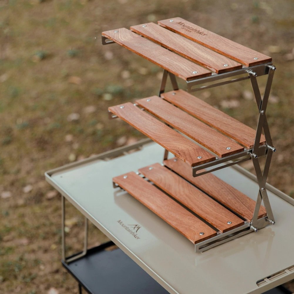 Portable Outdoor Camping Rack Three-tier Folding Table For Activities