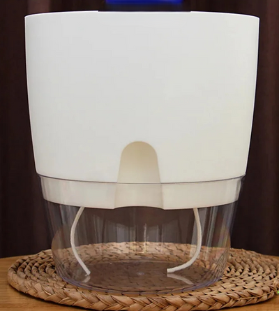 Self-Watering Planter Transparent Dual-Layer Flower Pot With Rope Irrigation