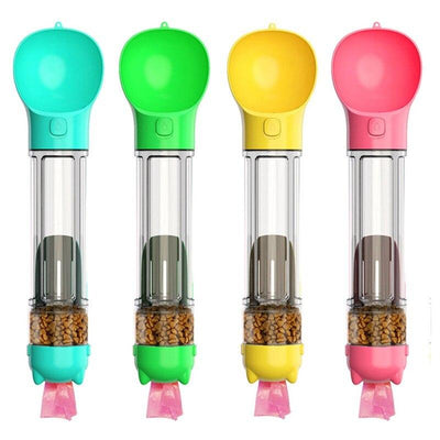 Portable Dog Water Bottle With Attached Pet Feeder For Travel