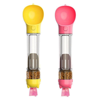 Portable Dog Water Bottle With Attached Pet Feeder For Travel