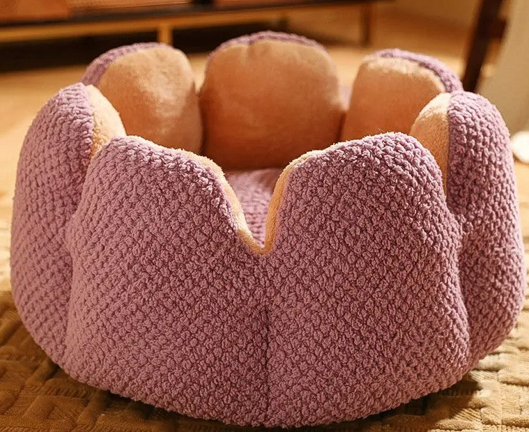 Cactus Petal Cat Bed Soft Cozy Winter Nest For Small Pets