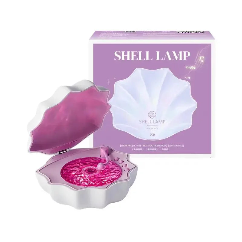 Retro Shell Bluetooth Speaker With Colorful Projection And Sleep Sounds