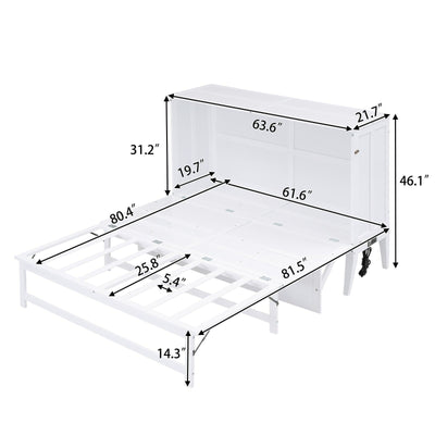 Queen Size Murphy Bed With Built-In Charging Station And Shelf Storage