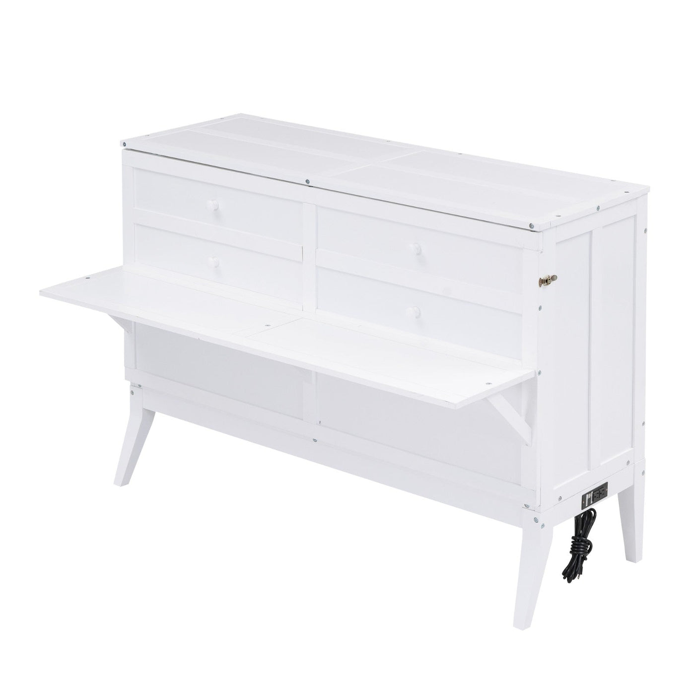 Queen Size Murphy Bed With Built-In Charging Station And Shelf Storage