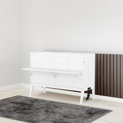 Queen Size Murphy Bed With Built-In Charging Station And Shelf Storage