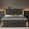 Queen Size Upholstered Bed With LED Lights Hydraulic Storage USB Charging