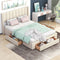 Queen Size Upholstered Platform Bed With Large Footboard And Side Drawers