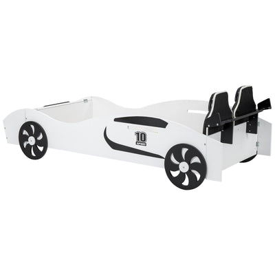 Race Car Twin Bed With Upholstered Backrest And Storage Platform