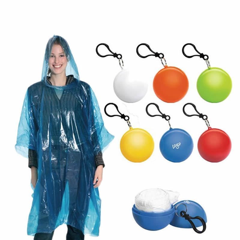 Raincoat Keychain Portable Waterproof Emergency Disposable Poncho Ball