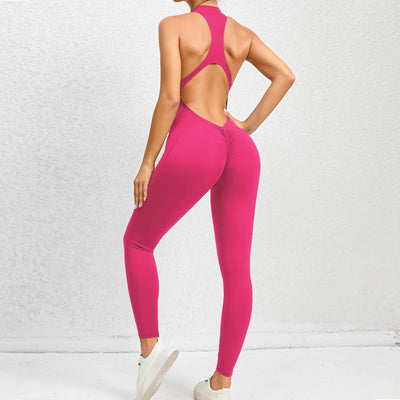 Razor Back Women's Sporty Jumpsuit Padded Fitness Overalls Zipper