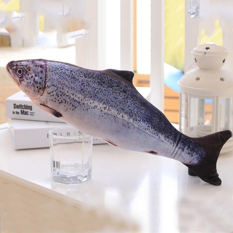 Realistic Cat Kicker Fish Toy Soft Plush Pet Playnip