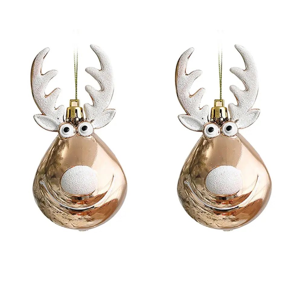 Red Christmas Ornament Balls With Elk Scene Holiday Decorations