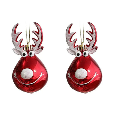 Red Christmas Ornament Balls With Elk Scene Holiday Decorations