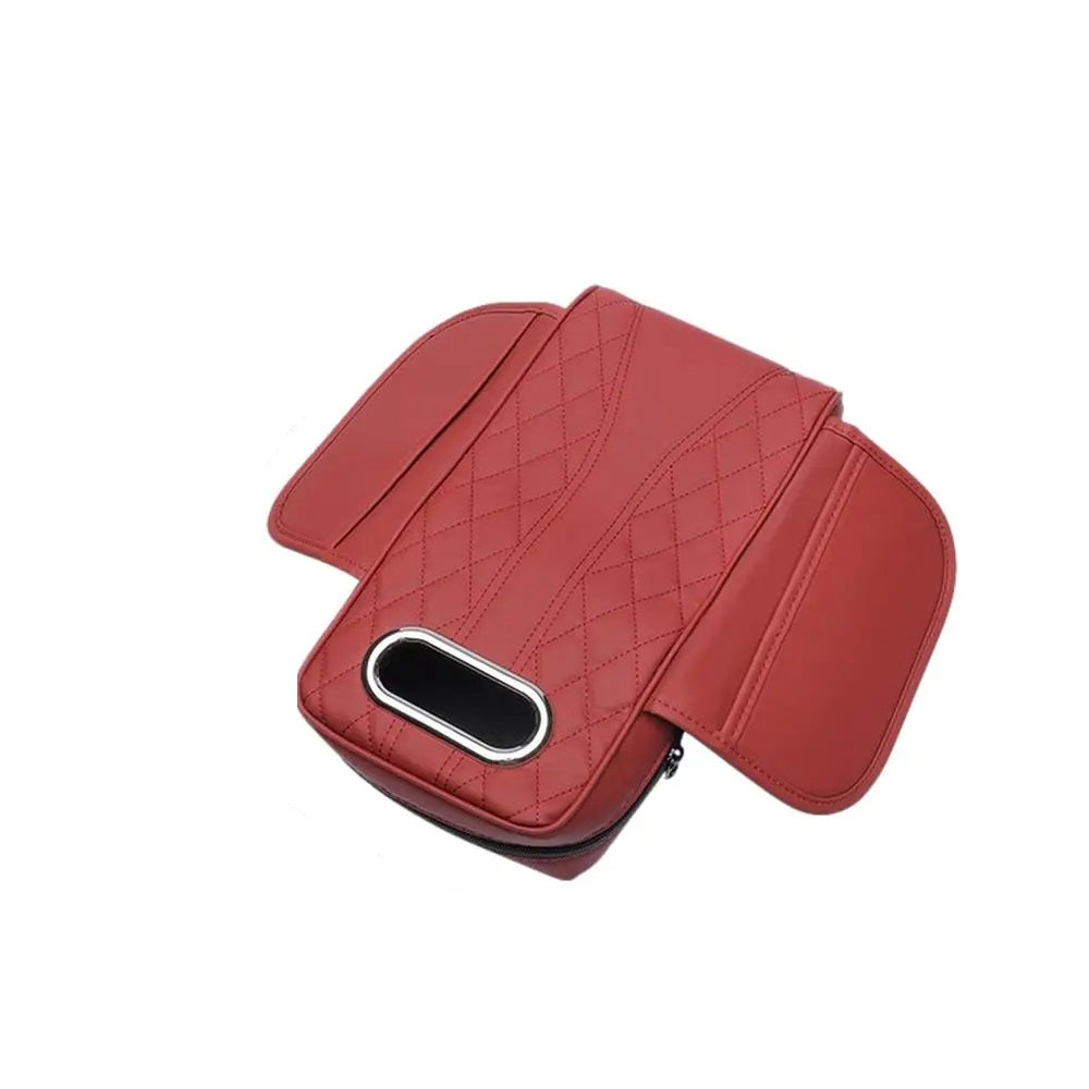 Car Armrest Cushion Memory Foam With Tissue Box And Storage Pockets