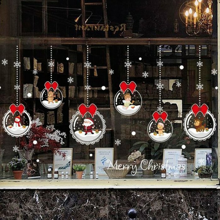 Removable Christmas Glass Stickers Decorative Self Adhesive Window Decals