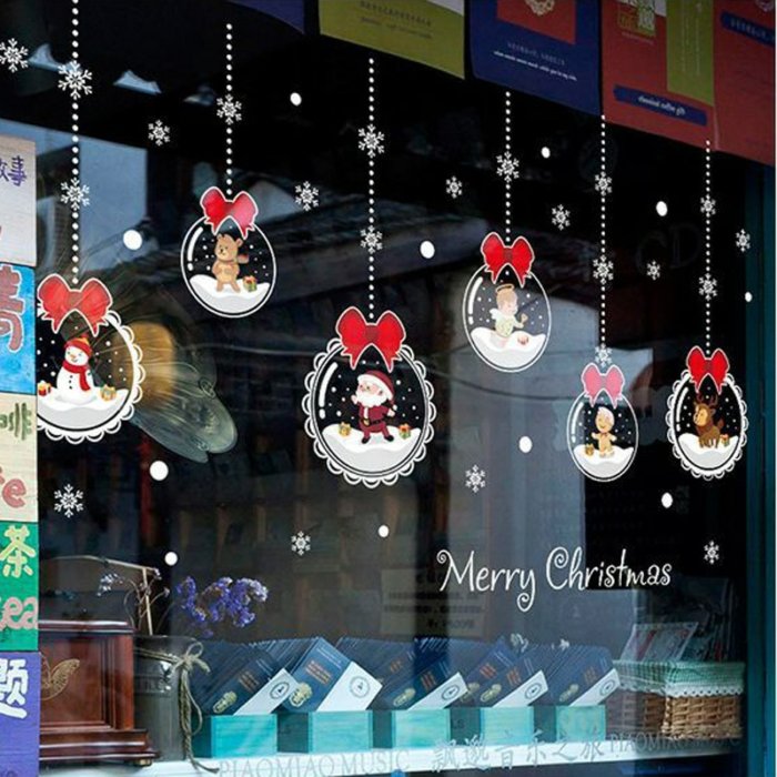 Removable Christmas Glass Stickers Decorative Self Adhesive Window Decals