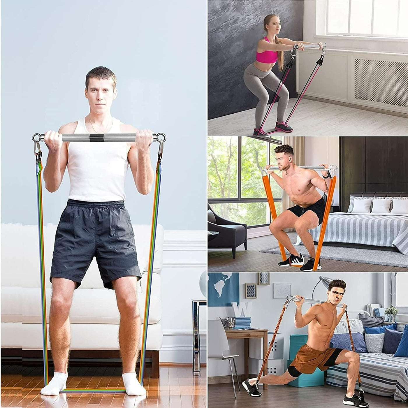 Resistance Band Bar Set For Strength Training Yoga And Gym Workouts