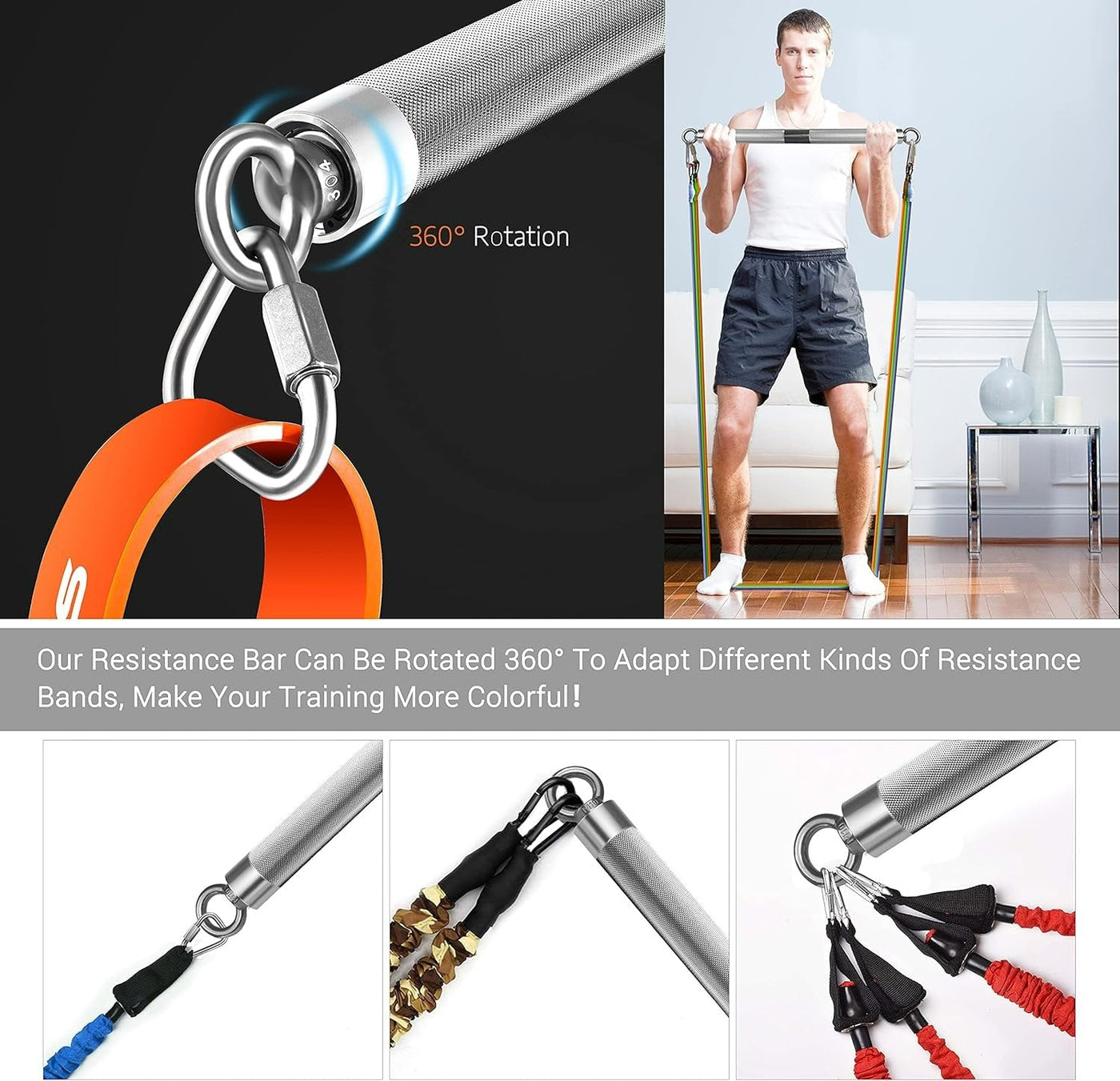 Resistance Band Bar Set For Strength Training Yoga And Gym Workouts