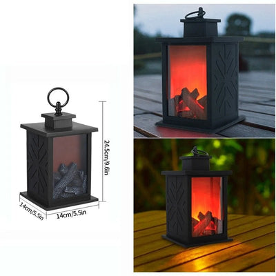 Retro Fireplace Lantern Flickering Flame USB Battery Holiday Light