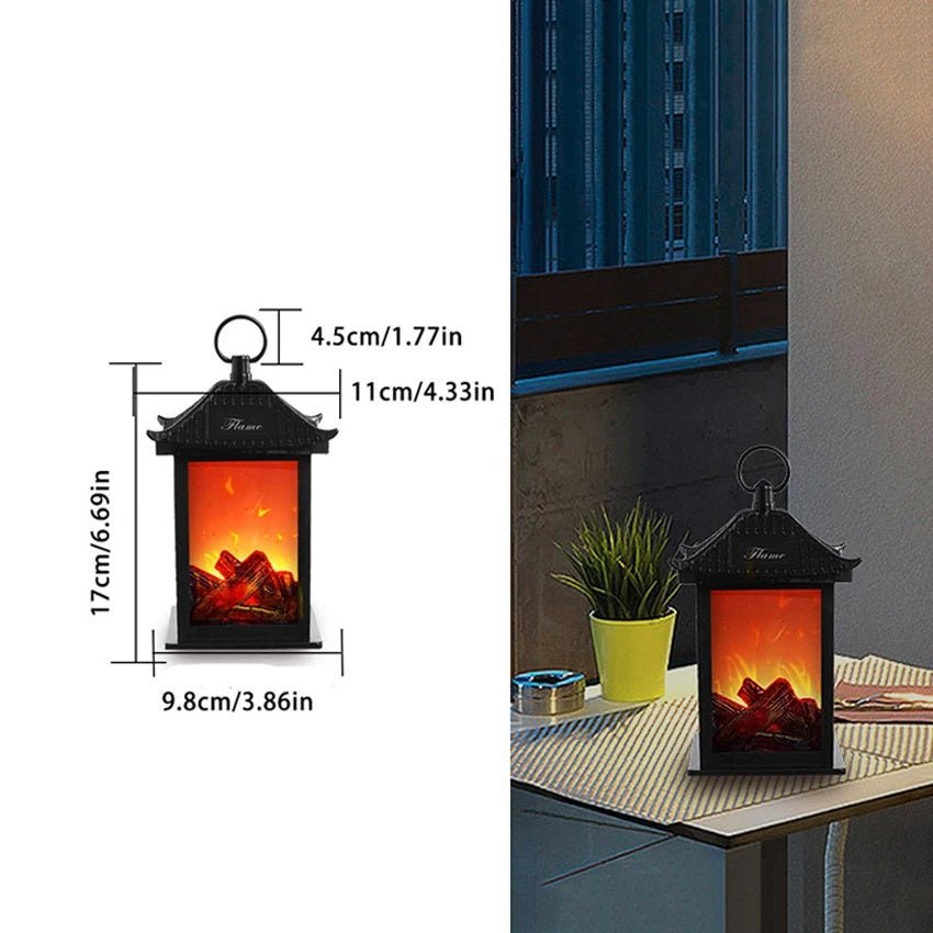 Retro Fireplace Lantern Flickering Flame USB Battery Holiday Light