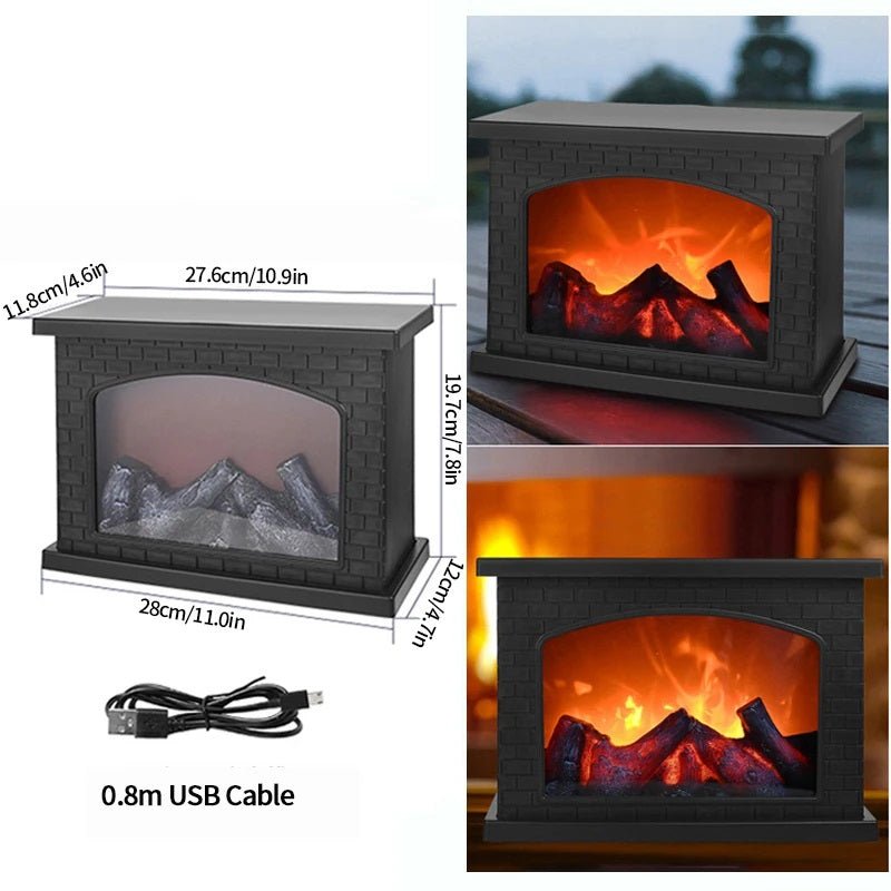 Retro Fireplace Lantern Flickering Flame USB Battery Holiday Light