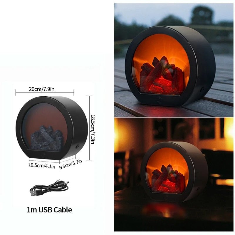 Retro Fireplace Lantern Flickering Flame USB Battery Holiday Light