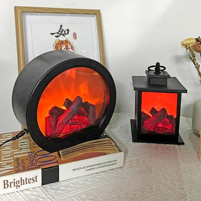 Retro Fireplace Lantern Flickering Flame USB Battery Holiday Light