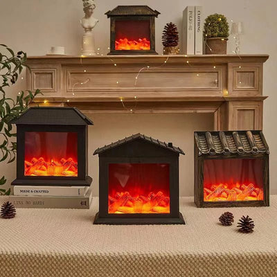 Retro Fireplace Lantern Flickering Flame USB Battery Holiday Light
