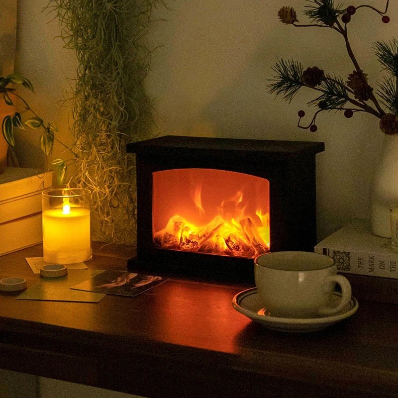 Retro Fireplace Lantern Flickering Flame USB Battery Holiday Light