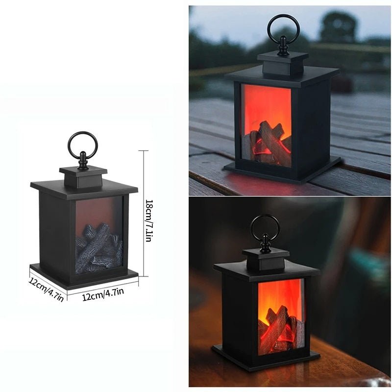 Retro Fireplace Lantern Flickering Flame USB Battery Holiday Light