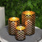 Retro Metal Candle Holders Set 3 Pieces Fan Pattern For Home Decor