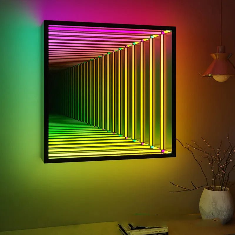 RGB Tunnel Mirror Lamp Remote Control Color Changing Wall Light