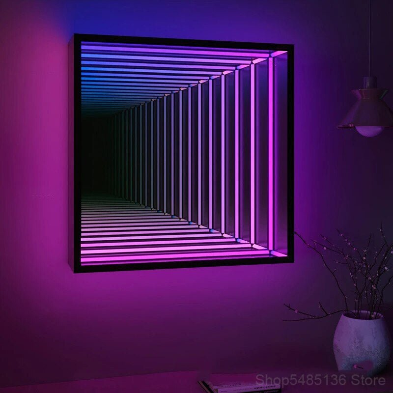 RGB Tunnel Mirror Lamp Remote Control Color Changing Wall Light