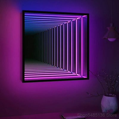 RGB Tunnel Mirror Lamp Remote Control Color Changing Wall Light