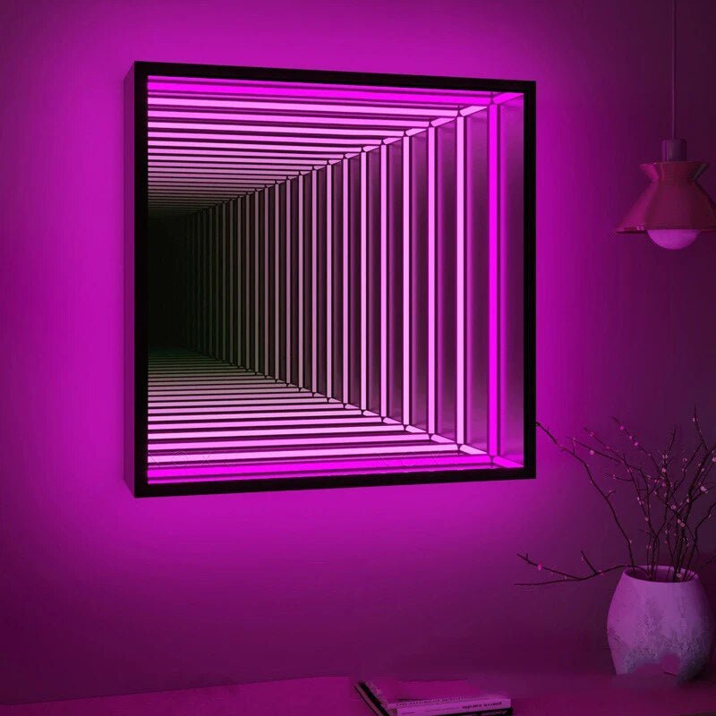 RGB Tunnel Mirror Lamp Remote Control Color Changing Wall Light
