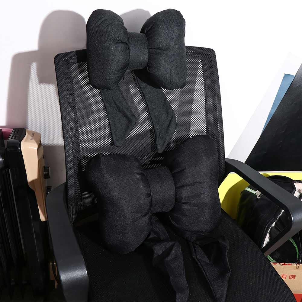 Car Neck Pillow Ribbon Bow Linen Ergonomic Cotton Comfort