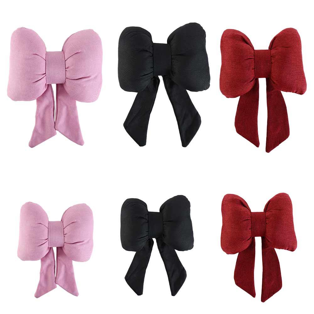 Car Neck Pillow Ribbon Bow Linen Ergonomic Cotton Comfort