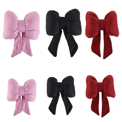 Car Neck Pillow Ribbon Bow Linen Ergonomic Cotton Comfort