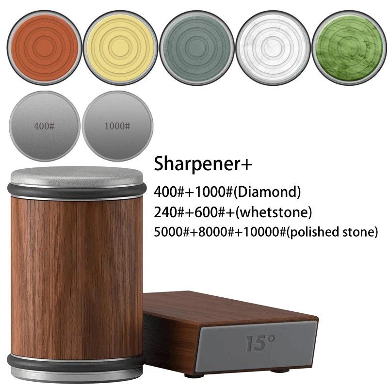 Rolling Knife Sharpener With Magnetic Holder And Diamond Sharpening Stone