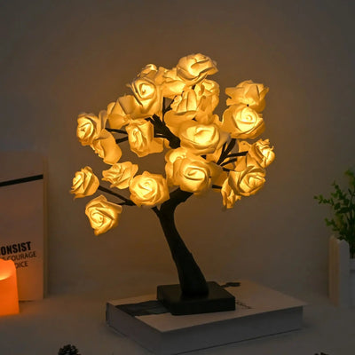 Rose Flower Tree Lamp Battery Powered Romantic Bedroom Living Room Light