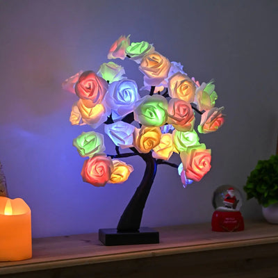 Rose Flower Tree Lamp Battery Powered Romantic Bedroom Living Room Light