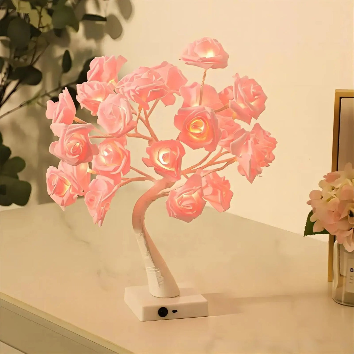Rose Flower Tree Lamp Battery Powered Romantic Bedroom Living Room Light