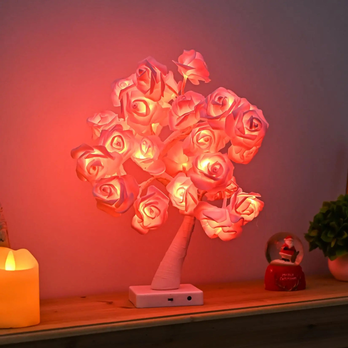 Rose Flower Tree Lamp Battery Powered Romantic Bedroom Living Room Light