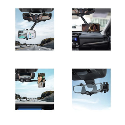 Rotatable Retractable Car Phone Holder 360 Degree Rear View Mirror
