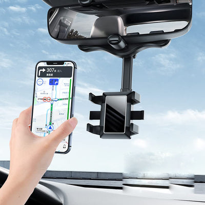 Rotatable Retractable Car Phone Holder 360 Degree Rear View Mirror