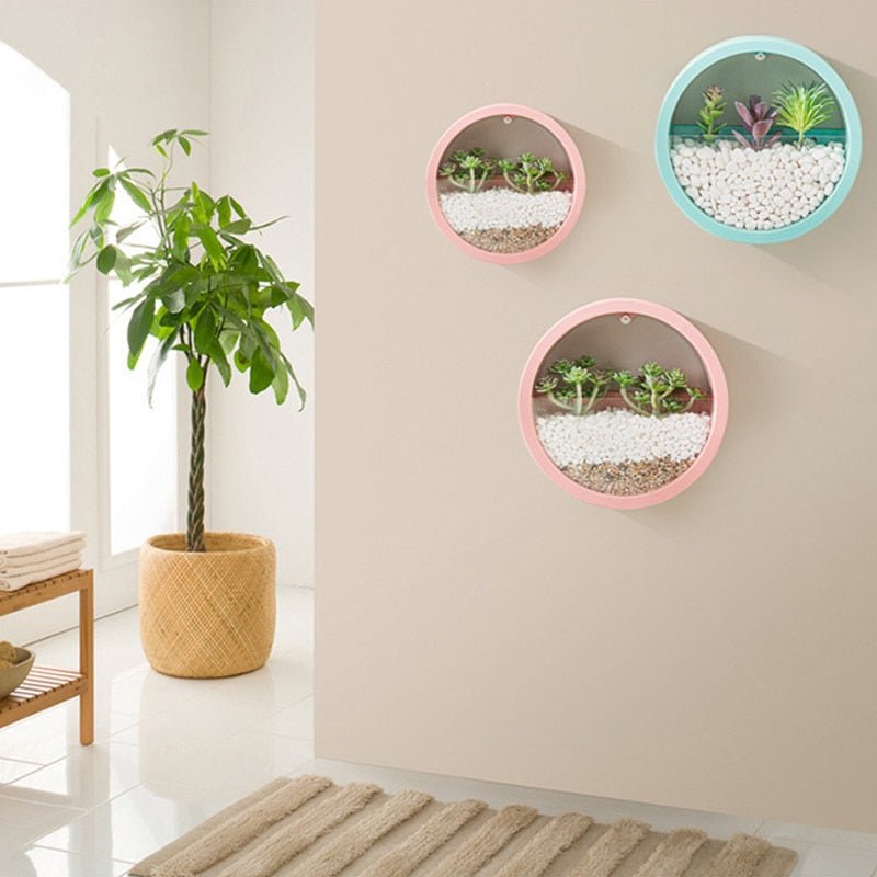 Round Wall Mounted Vase Hanging Flowerpot For Home Decoration